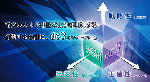 経営の未来予想図をより鮮明にする。行動する会計に、de3（ディイー・スリー）。